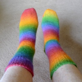 0655-rainbow socks being worn